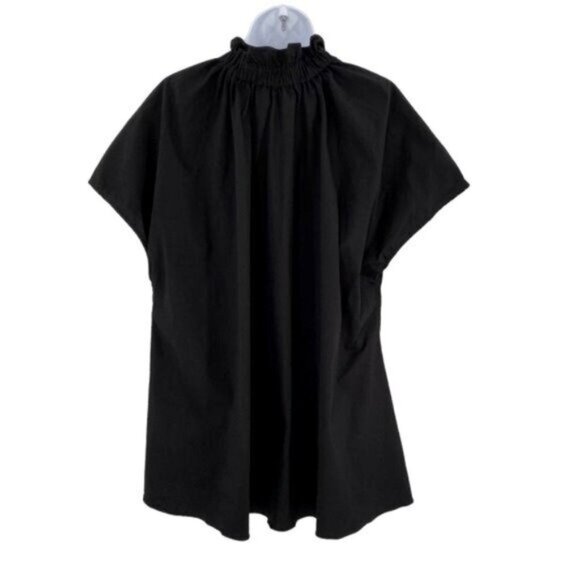 Pomander Place | NEW Black Rae Short Cap Sleeve Ruffle Collar Blouse Size S - Picture 8 of 10